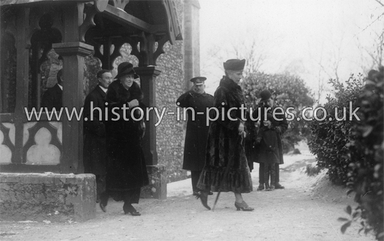 Her Majesty the Queen Mary paying her respects at St Peter, Ugley Church, Ugley, Essex. c.1915